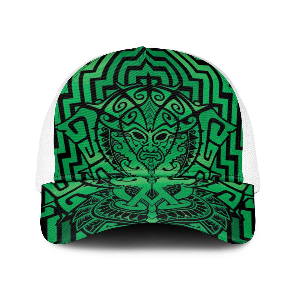 Basketball New Zealand Baseball Net Cap Green Maori Ta Moko Indigenous - Polynesian Pride
