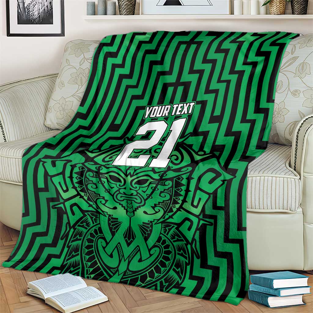 Custom Basketball New Zealand Blanket Green Maori Ta Moko Indigenous - Polynesian Pride