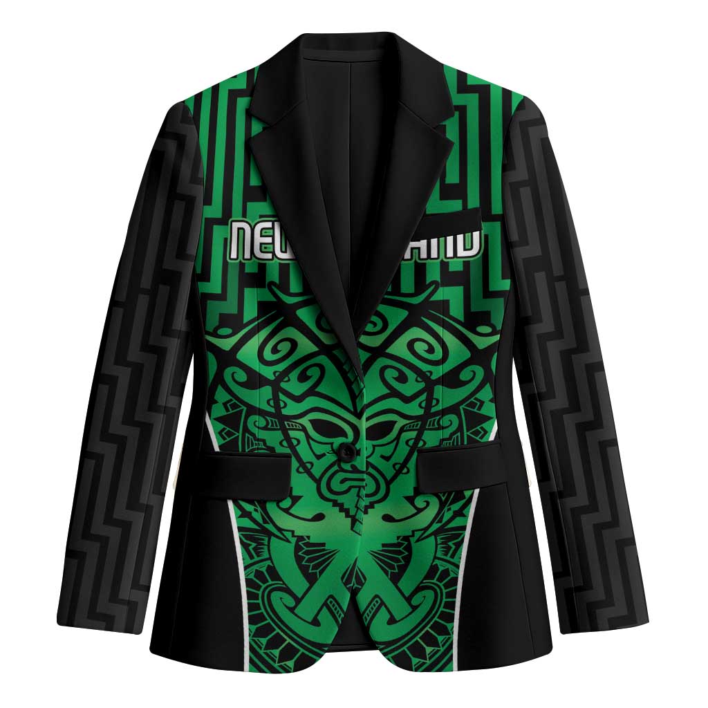 Custom Basketball New Zealand Blazer Green Maori Ta Moko Indigenous - Polynesian Pride