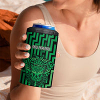 Custom Basketball New Zealand 4 in 1 Can Cooler Tumbler Green Maori Ta Moko Indigenous LT9 - Polynesian Pride