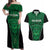 Custom Basketball New Zealand Couples Matching Off Shoulder Maxi Dress and Hawaiian Shirt Green Maori Ta Moko Indigenous - Polynesian Pride