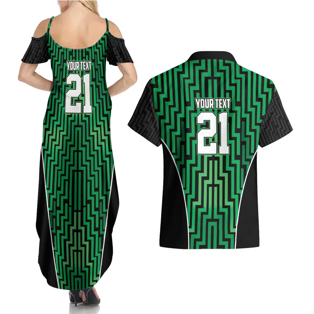 Custom Basketball New Zealand Couples Matching Summer Maxi Dress and Hawaiian Shirt Green Maori Ta Moko Indigenous LT9 - Polynesian Pride