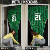Custom Basketball New Zealand Door Cover Green Maori Ta Moko Indigenous - Polynesian Pride