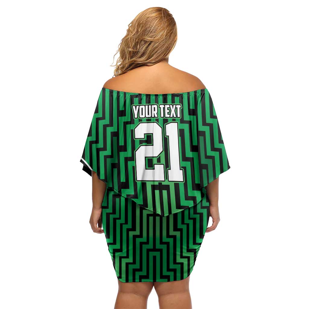 Custom Basketball New Zealand Family Matching Off Shoulder Short Dress and Hawaiian Shirt Green Maori Ta Moko Indigenous LT9 - Polynesian Pride