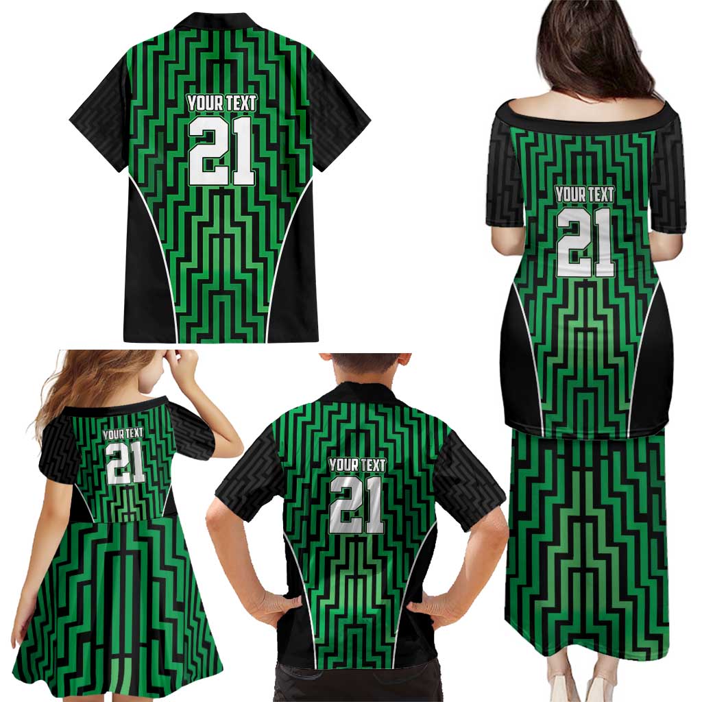 Custom Basketball New Zealand Family Matching Puletasi and Hawaiian Shirt Green Maori Ta Moko Indigenous LT9 - Polynesian Pride
