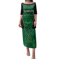 Custom Basketball New Zealand Family Matching Puletasi and Hawaiian Shirt Green Maori Ta Moko Indigenous LT9 Mom's Dress Green - Polynesian Pride