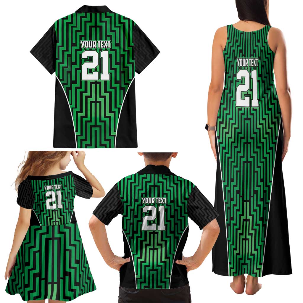 Custom Basketball New Zealand Family Matching Tank Maxi Dress and Hawaiian Shirt Green Maori Ta Moko Indigenous LT9 - Polynesian Pride