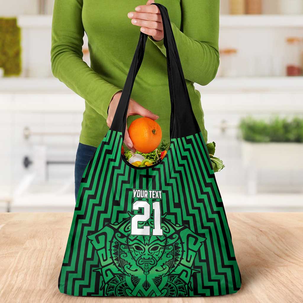 Custom Basketball New Zealand Grocery Bag Green Maori Ta Moko Indigenous - Polynesian Pride