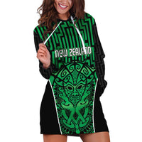 Custom Basketball New Zealand Hoodie Dress Green Maori Ta Moko Indigenous LT9 Green - Polynesian Pride