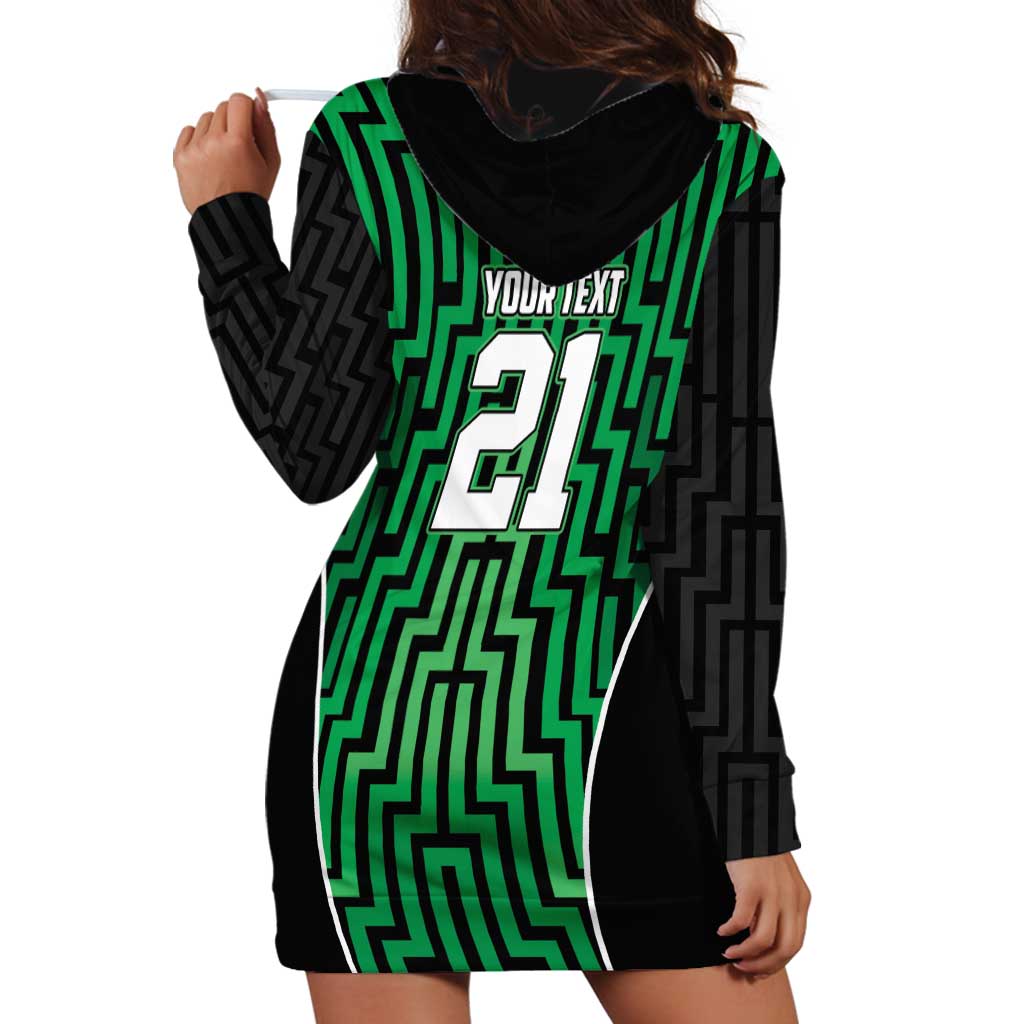 Custom Basketball New Zealand Hoodie Dress Green Maori Ta Moko Indigenous LT9 - Polynesian Pride