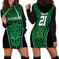 Custom Basketball New Zealand Hoodie Dress Green Maori Ta Moko Indigenous LT9 - Polynesian Pride