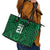 Custom Basketball New Zealand Leather Tote Bag Green Maori Ta Moko Indigenous - Polynesian Pride