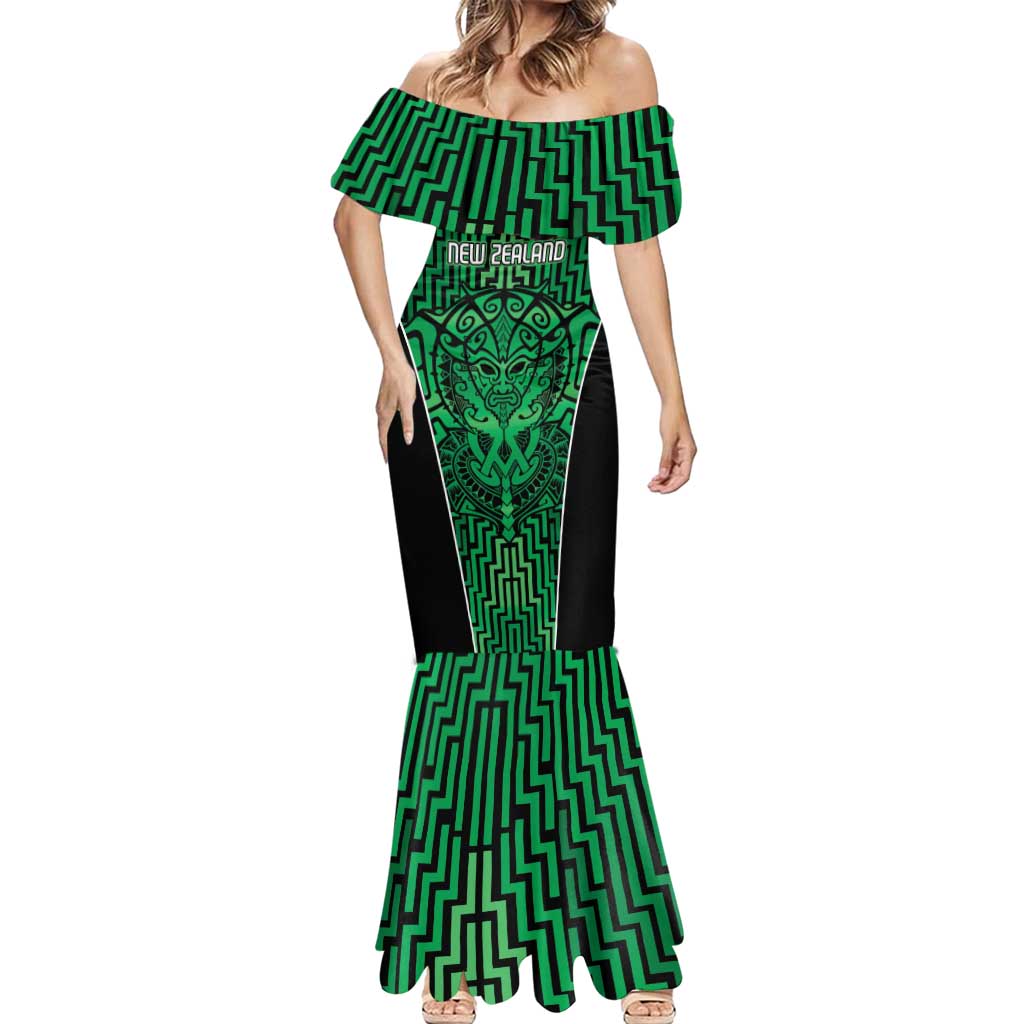 Custom Basketball New Zealand Mermaid Dress Green Maori Ta Moko Indigenous - Polynesian Pride