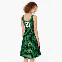 Custom Basketball New Zealand Midi Dress Green Maori Ta Moko Indigenous - Polynesian Pride