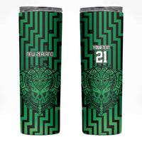 Custom Basketball New Zealand Skinny Tumbler Green Maori Ta Moko Indigenous LT9 Green - Polynesian Pride