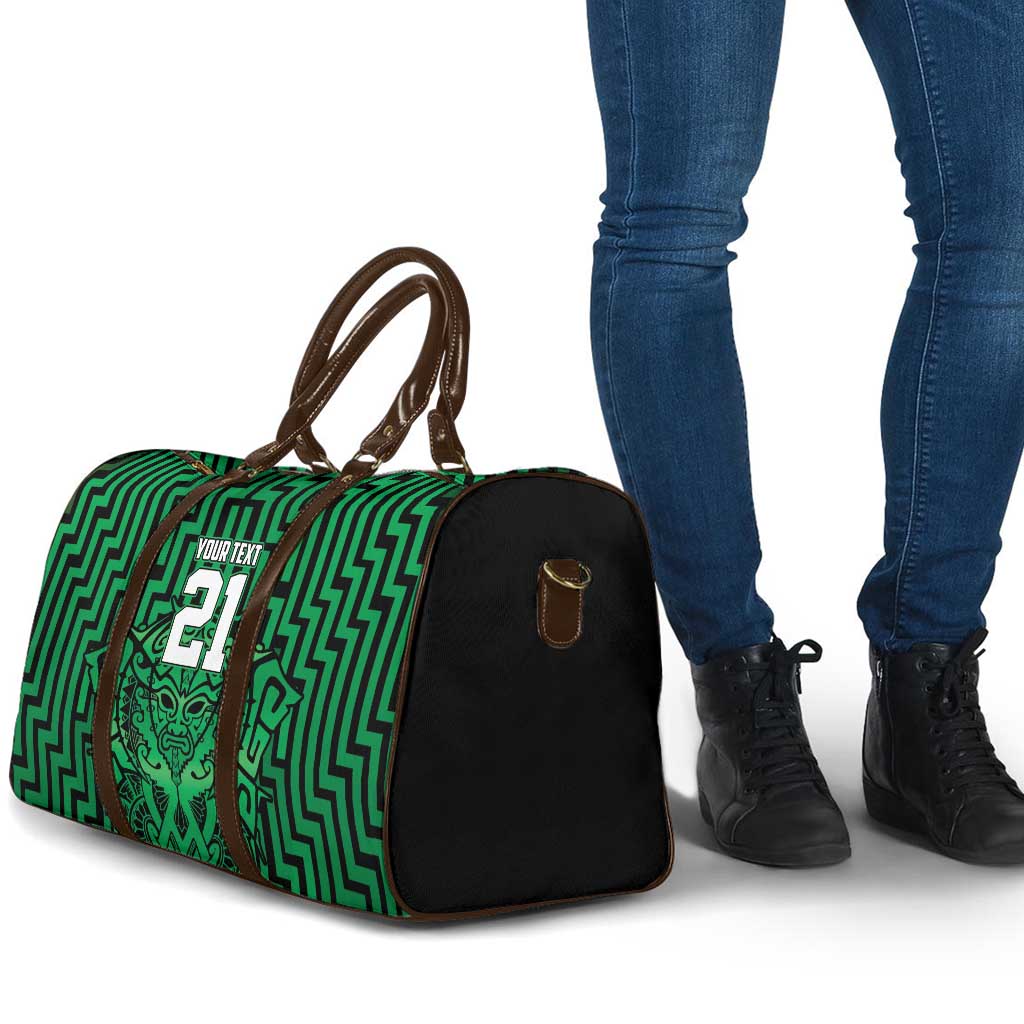 Custom Basketball New Zealand Travel Bag Green Maori Ta Moko Indigenous - Polynesian Pride