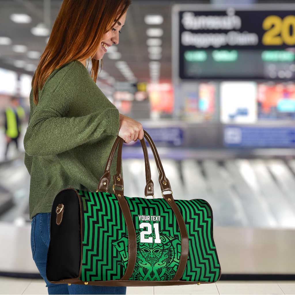 Custom Basketball New Zealand Travel Bag Green Maori Ta Moko Indigenous - Polynesian Pride