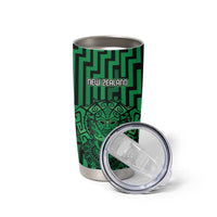 Custom Basketball New Zealand Tumbler Cup Green Maori Ta Moko Indigenous - Polynesian Pride