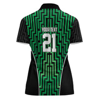 Custom Basketball New Zealand Women Polo Shirt Green Maori Ta Moko Indigenous LT9 - Polynesian Pride