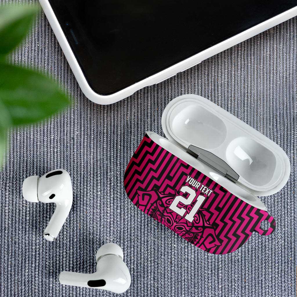 Custom Basketball New Zealand AirPods Case Pink Maori Ta Moko Indigenous - Polynesian Pride