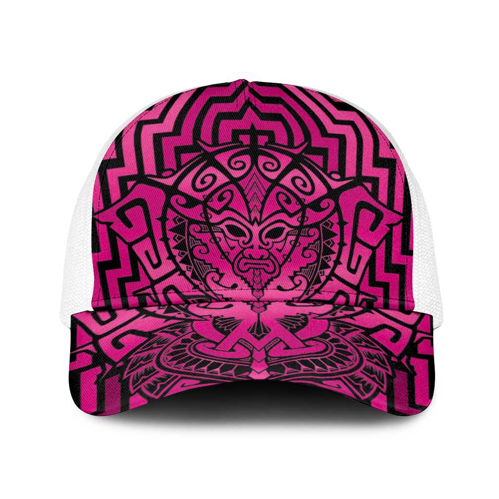 Basketball New Zealand Baseball Net Cap Pink Maori Ta Moko Indigenous - Polynesian Pride