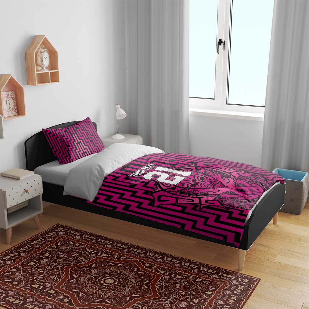 Custom Basketball New Zealand Bedding Set Pink Maori Ta Moko Indigenous - Polynesian Pride