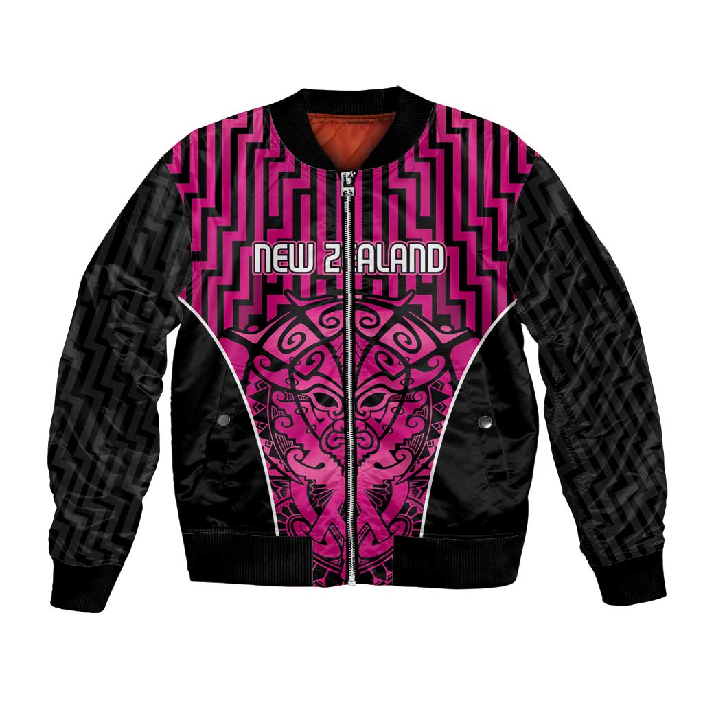 Custom Basketball New Zealand Bomber Jacket Pink Maori Ta Moko Indigenous LT9 Unisex Pink - Polynesian Pride