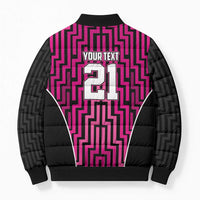 Custom Basketball New Zealand Bomber Puffer Jacket Pink Maori Ta Moko Indigenous - Polynesian Pride