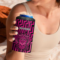 Custom Basketball New Zealand 4 in 1 Can Cooler Tumbler Pink Maori Ta Moko Indigenous LT9 - Polynesian Pride