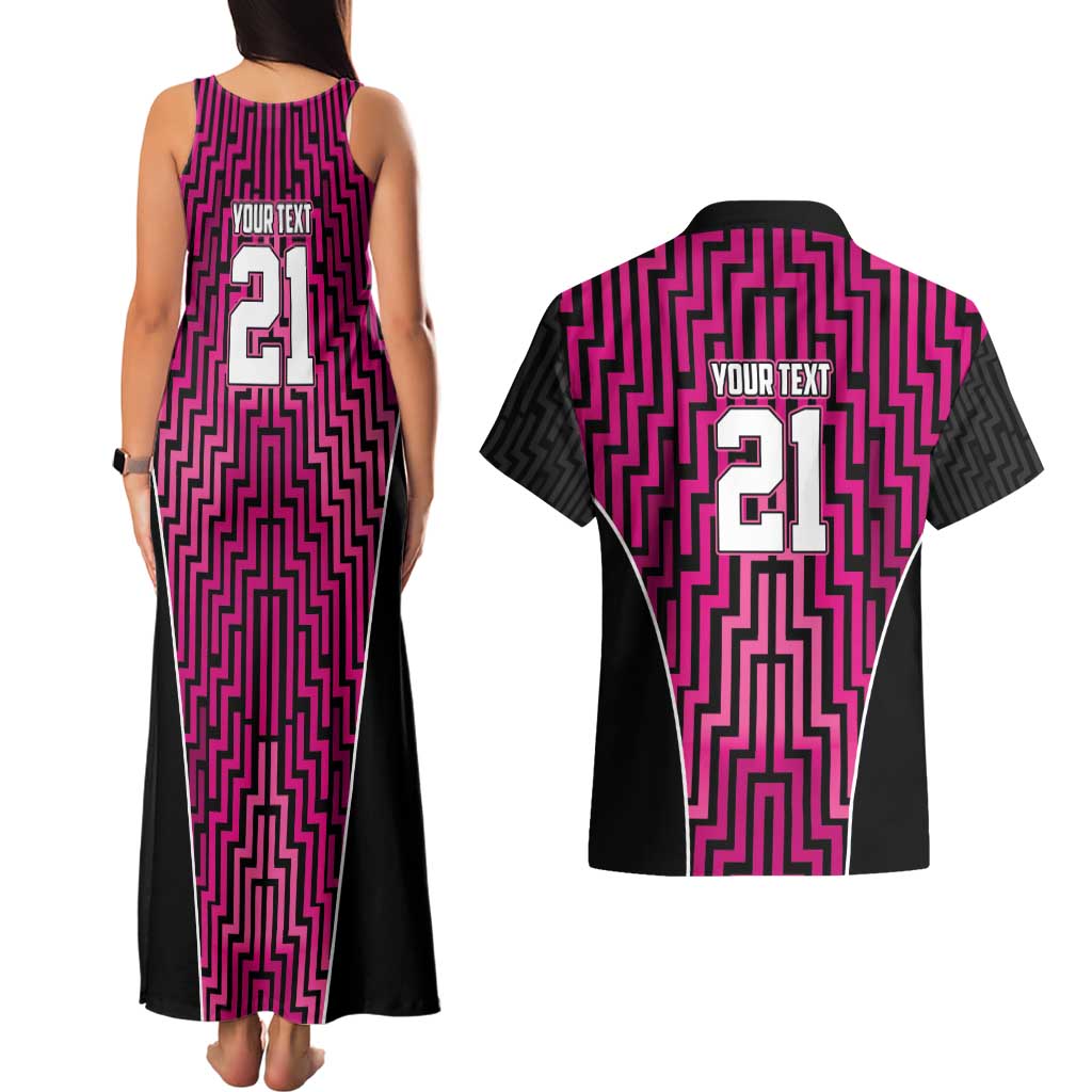 Custom Basketball New Zealand Couples Matching Tank Maxi Dress and Hawaiian Shirt Pink Maori Ta Moko Indigenous - Polynesian Pride
