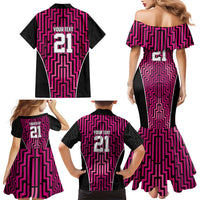 Custom Basketball New Zealand Family Matching Mermaid Dress and Hawaiian Shirt Pink Maori Ta Moko Indigenous LT9 - Polynesian Pride