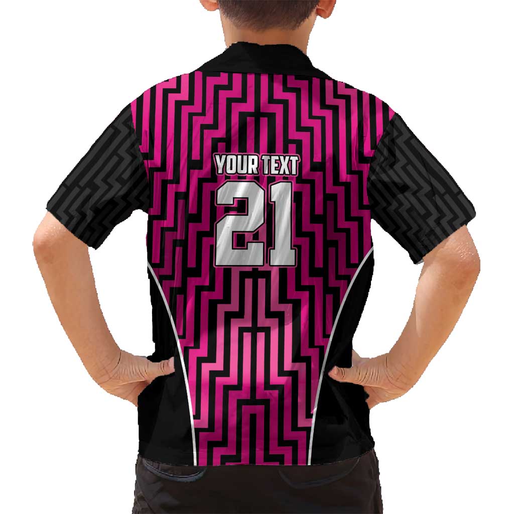 Custom Basketball New Zealand Family Matching Off Shoulder Maxi Dress and Hawaiian Shirt Pink Maori Ta Moko Indigenous LT9 - Polynesian Pride