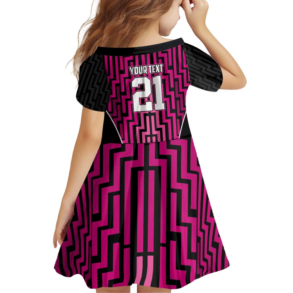 Custom Basketball New Zealand Family Matching Off Shoulder Short Dress and Hawaiian Shirt Pink Maori Ta Moko Indigenous LT9 - Polynesian Pride