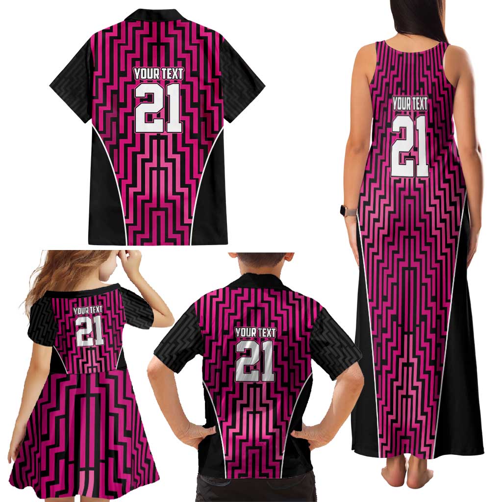 Custom Basketball New Zealand Family Matching Tank Maxi Dress and Hawaiian Shirt Pink Maori Ta Moko Indigenous LT9 - Polynesian Pride