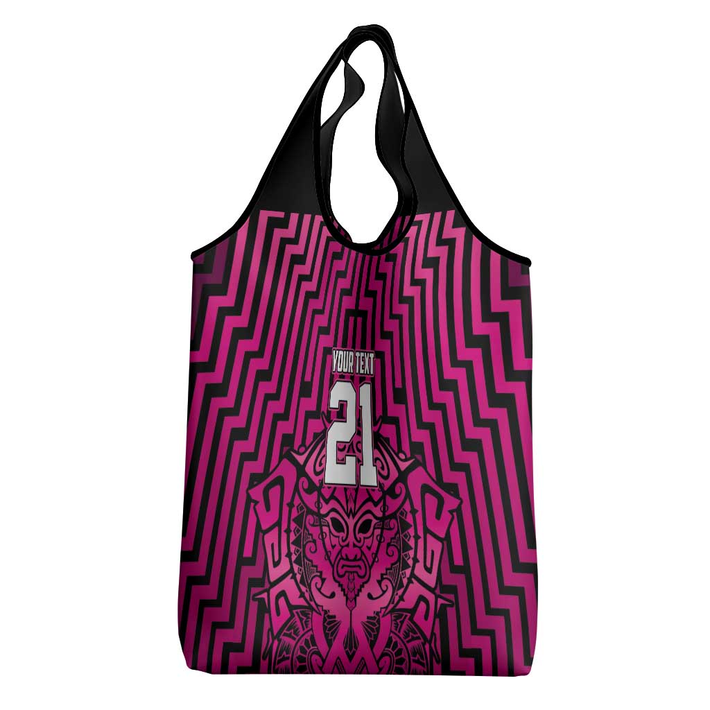 Custom Basketball New Zealand Grocery Bag Pink Maori Ta Moko Indigenous - Polynesian Pride