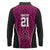 Custom Basketball New Zealand Long Sleeve Polo Shirt Pink Maori Ta Moko Indigenous - Polynesian Pride