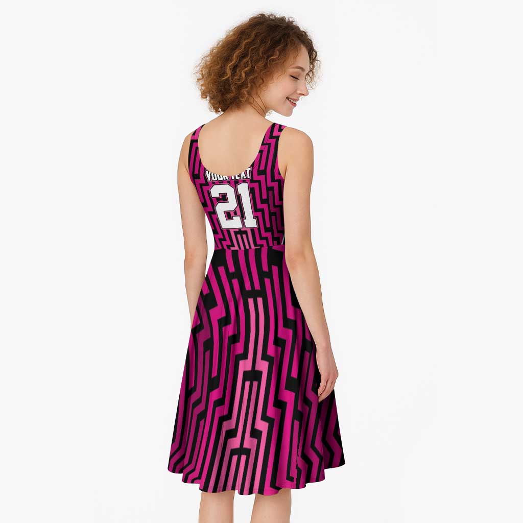 Custom Basketball New Zealand Midi Dress Pink Maori Ta Moko Indigenous - Polynesian Pride