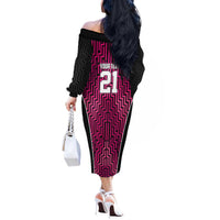 Custom Basketball New Zealand Off The Shoulder Long Sleeve Dress Pink Maori Ta Moko Indigenous LT9 - Polynesian Pride