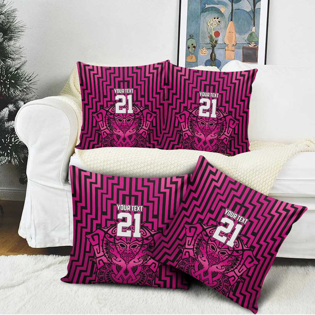 Custom Basketball New Zealand Pillow Cover Pink Maori Ta Moko Indigenous - Polynesian Pride