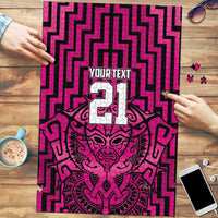 Custom Basketball New Zealand Puzzle Pink Maori Ta Moko Indigenous - Polynesian Pride