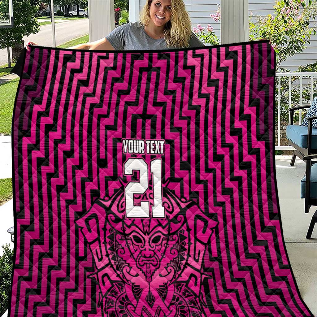Custom Basketball New Zealand Quilt Pink Maori Ta Moko Indigenous - Polynesian Pride