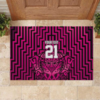Custom Basketball New Zealand Rubber Doormat Pink Maori Ta Moko Indigenous - Polynesian Pride