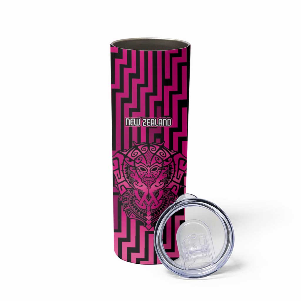 Custom Basketball New Zealand Skinny Tumbler Pink Maori Ta Moko Indigenous LT9 - Polynesian Pride
