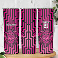 Custom Basketball New Zealand Skinny Tumbler Pink Maori Ta Moko Indigenous LT9 - Polynesian Pride