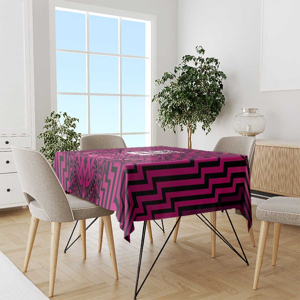 Custom Basketball New Zealand Tablecloth Pink Maori Ta Moko Indigenous - Polynesian Pride
