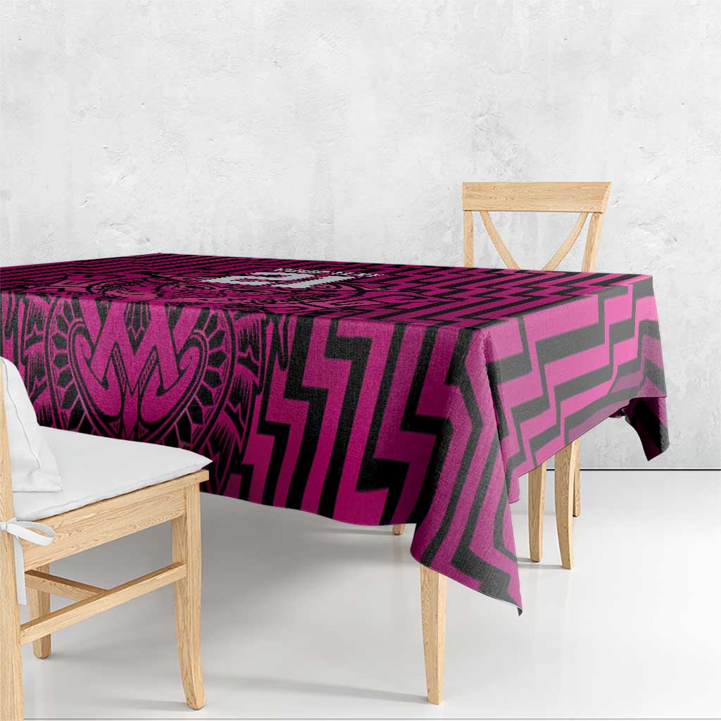 Custom Basketball New Zealand Tablecloth Pink Maori Ta Moko Indigenous - Polynesian Pride