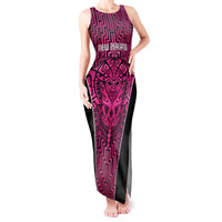 Custom Basketball New Zealand Tank Maxi Dress Pink Maori Ta Moko Indigenous - Polynesian Pride