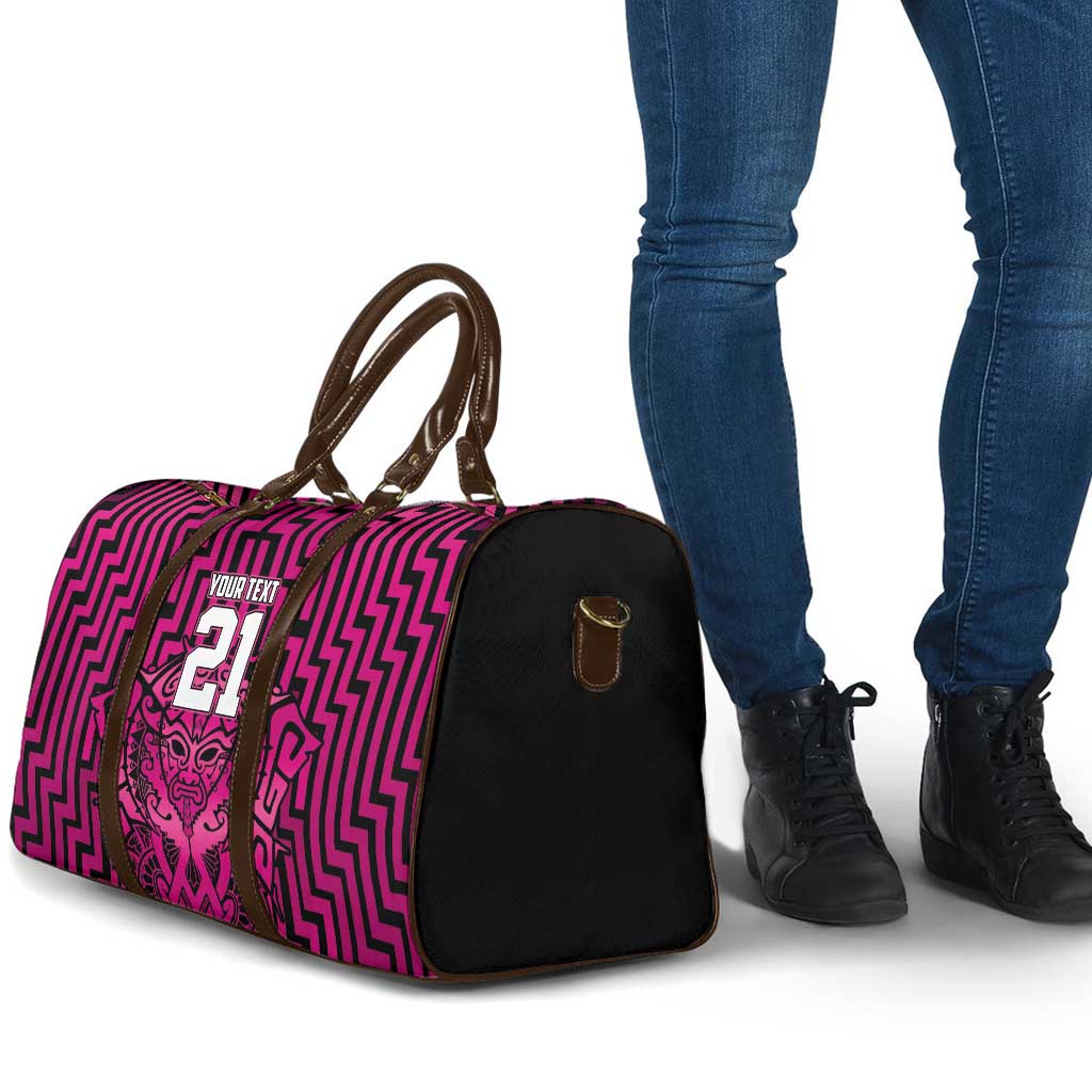 Custom Basketball New Zealand Travel Bag Pink Maori Ta Moko Indigenous - Polynesian Pride