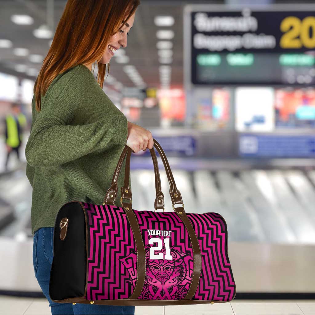 Custom Basketball New Zealand Travel Bag Pink Maori Ta Moko Indigenous - Polynesian Pride