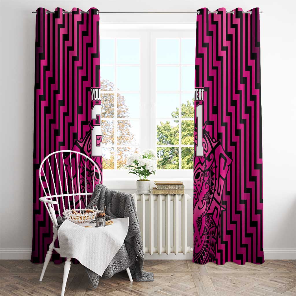 Custom Basketball New Zealand Window Curtain Pink Maori Ta Moko Indigenous - Polynesian Pride